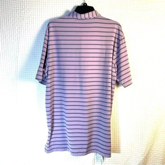 TURTLESON Large Lavender Blue Stripe Polo Shirt Golf Performance Zurich Fore Kid - Picture 2 of 11